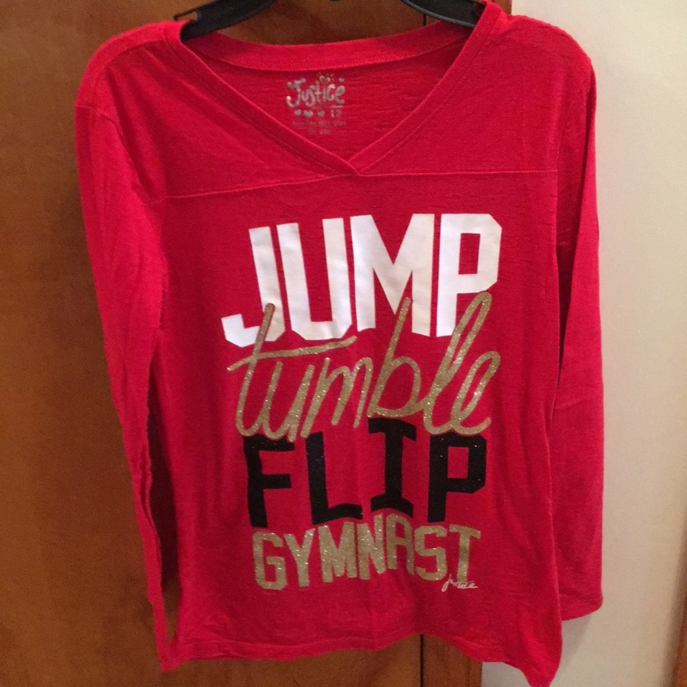 Girls Justice glitter Gymnast long sleeve tee